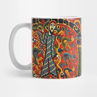 NORWEGIAN BALDISHOL TAPESTRY Medieval Knight Horseback Mug